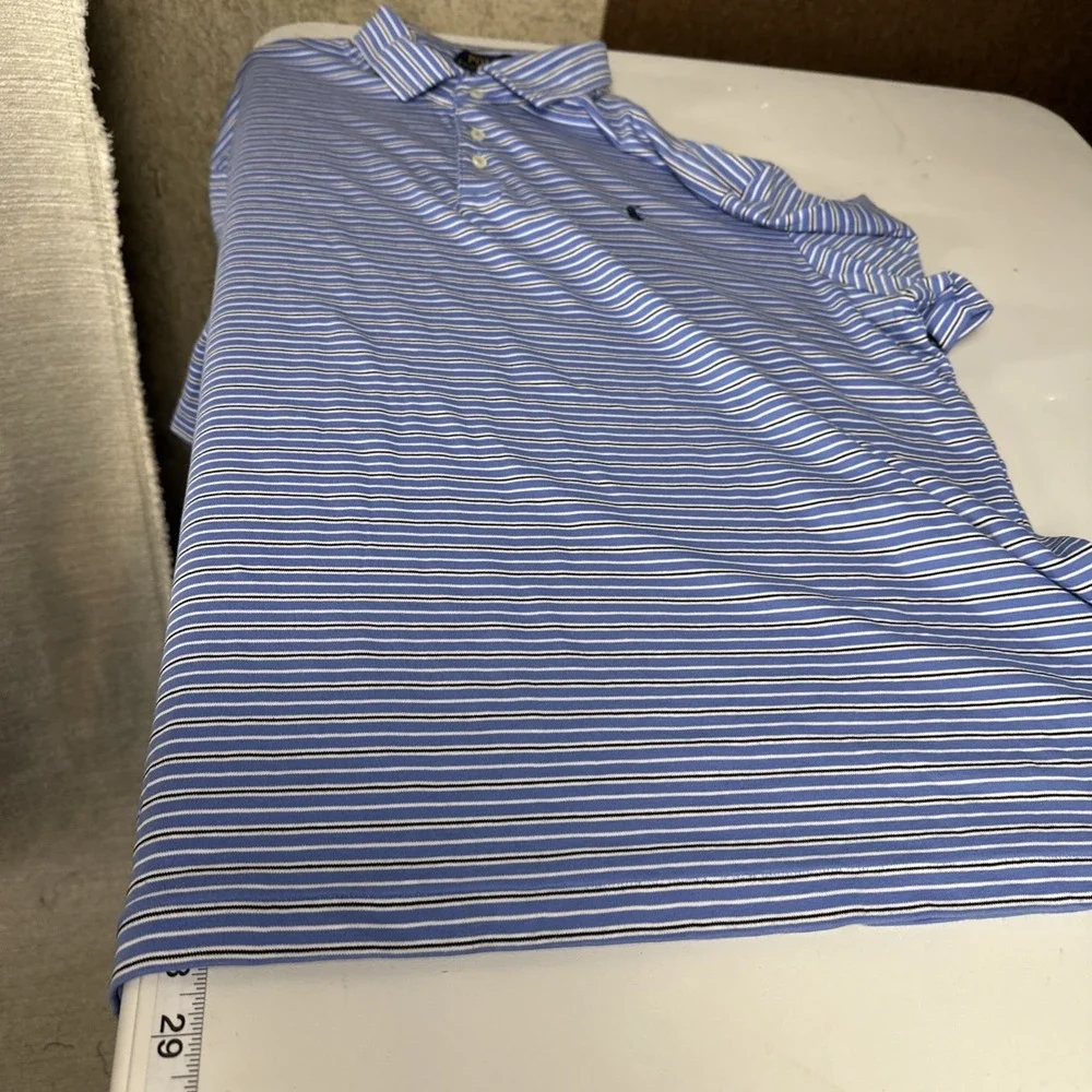 Polo Ralph Lauren XXL Blue Striped Polo Shirt Pima Soft Touch Classic Fit